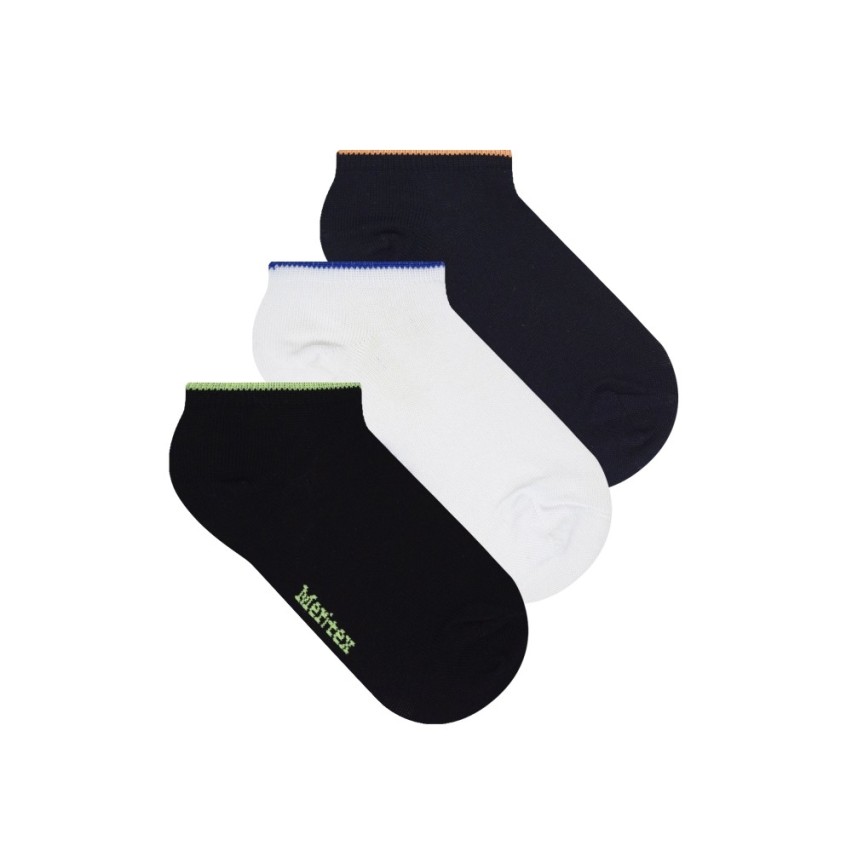 Calzini corti da bambino Meritex 726 assortiti con bordino colorato 6 paia