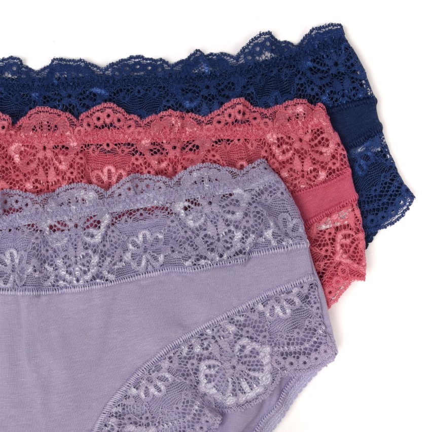 Slip donna Jadea 742 in cotone e pizzo 3 pz