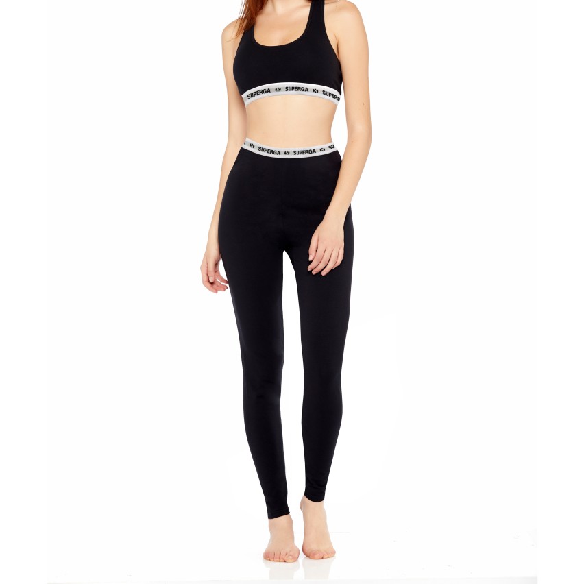 Leggings donna a vita alta con elastico loggato Superga D762