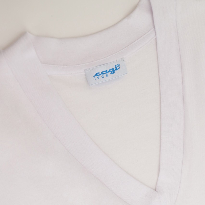 Maglia intima uomo Cagi 1305 cotone a V manica corta 