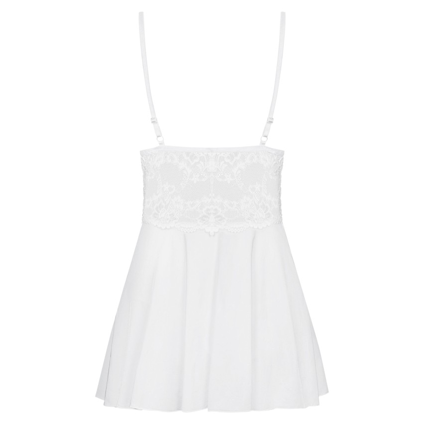 Sexy babydoll + perizoma Obsessive 810-bab-2 bianco