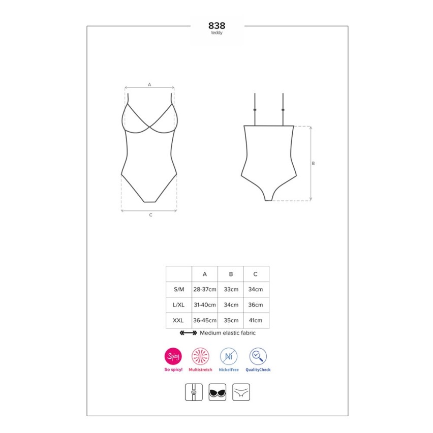 Sexy body hot Obsessive 838-ted-1 nero cavallo aperto