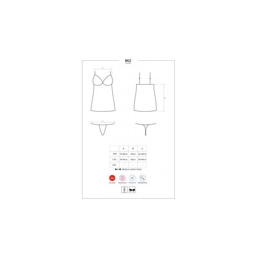 Sexy Chemise e thong 862-che-1 Obsessive tulle e pizzo