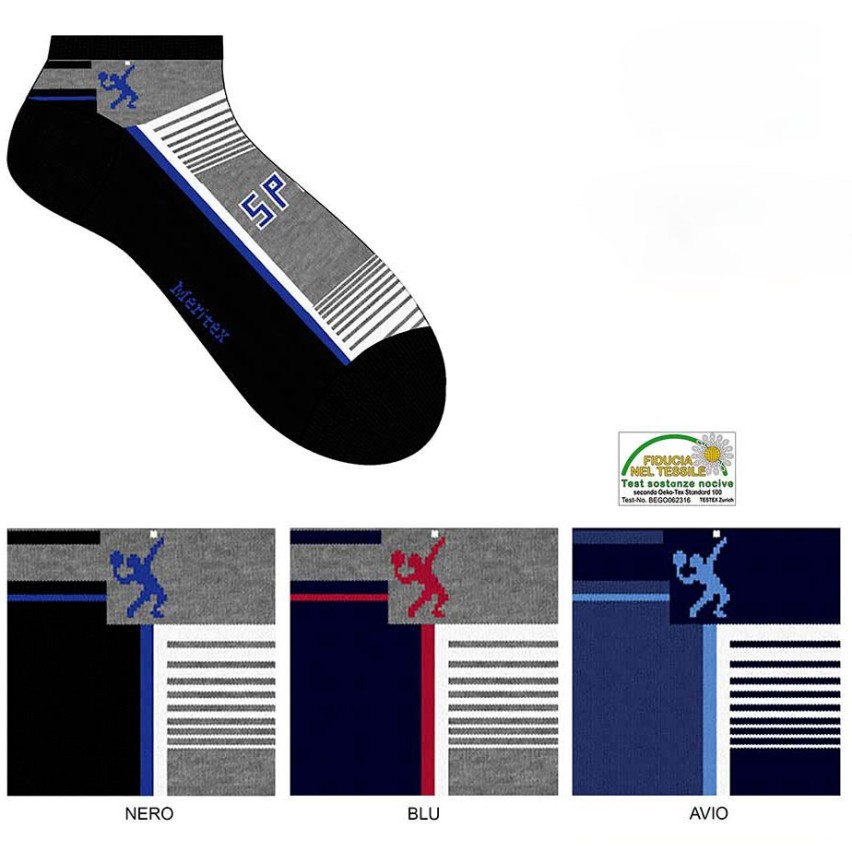 Calzini sportivi Meritex 8525 assortiti cotone elasticizzato 6 paia