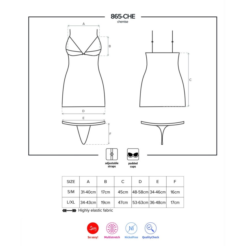 Sexy hot sottoveste + perizoma Obsessive 865-che-1