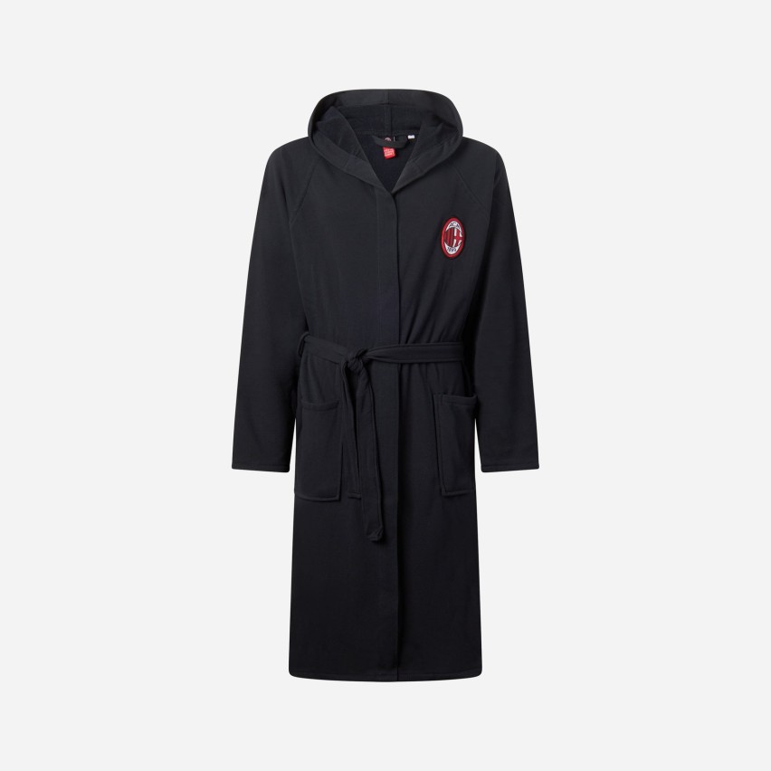 Accappatoio Premium MILAN Ufficiale in microspugna con Cappuccio e Cintura