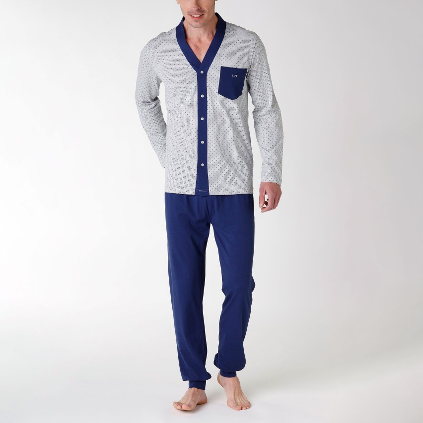 Pigiama uomo Lovable L0D6K aperto in cotone