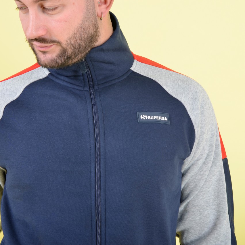 Tuta Uomo Superga Felpata Full Zip Smw22311 Navy Intimorosa