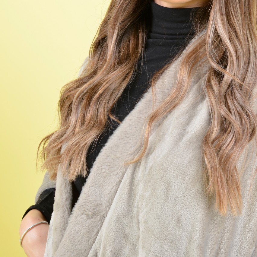 Cappotto In Pelliccia Ecologica Da Donna – Mantella E Scialle Elegante, Colori Disponibili: Nero, Rosso, Rosa, Bianco, Beige - 4