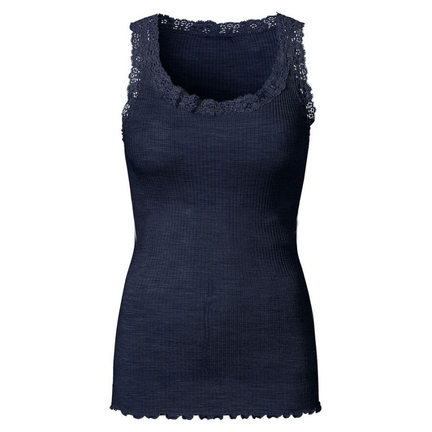 Canottiera da donna tubolare spalla larga scollo in pizzo cotone