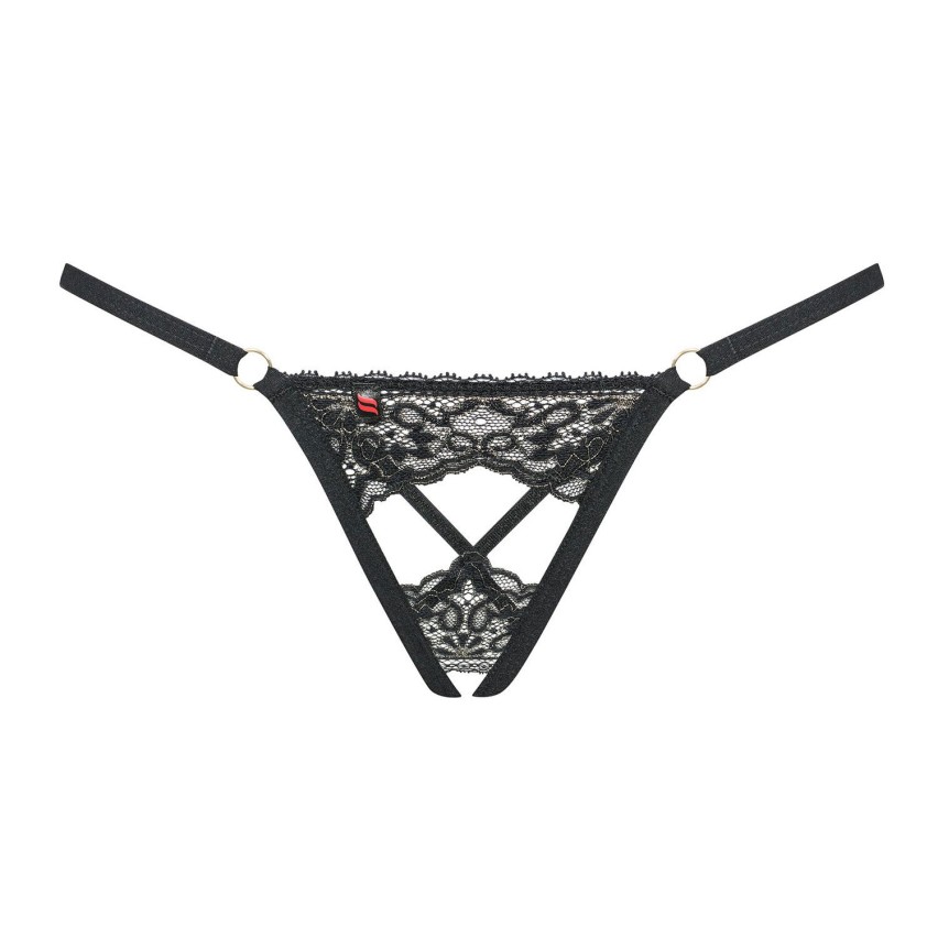 Perizoma aperto lavorato nero sexy lingerie Obsessive Meshlove
