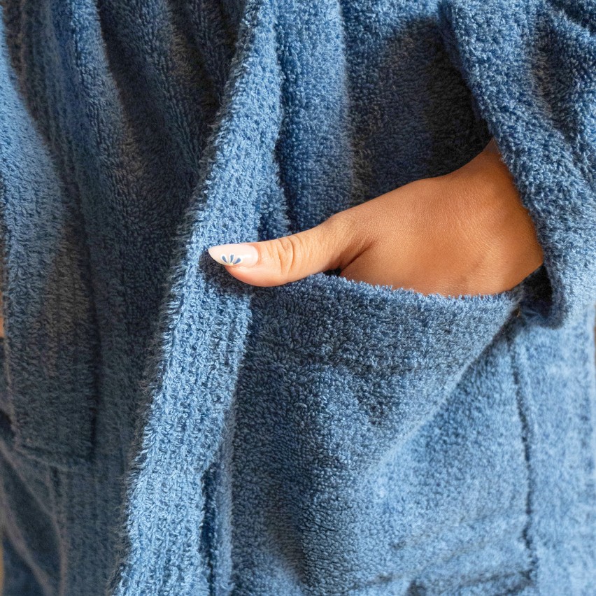 Accappatoio unisex in spugna di cotone con cappuccio Zambaiti solid