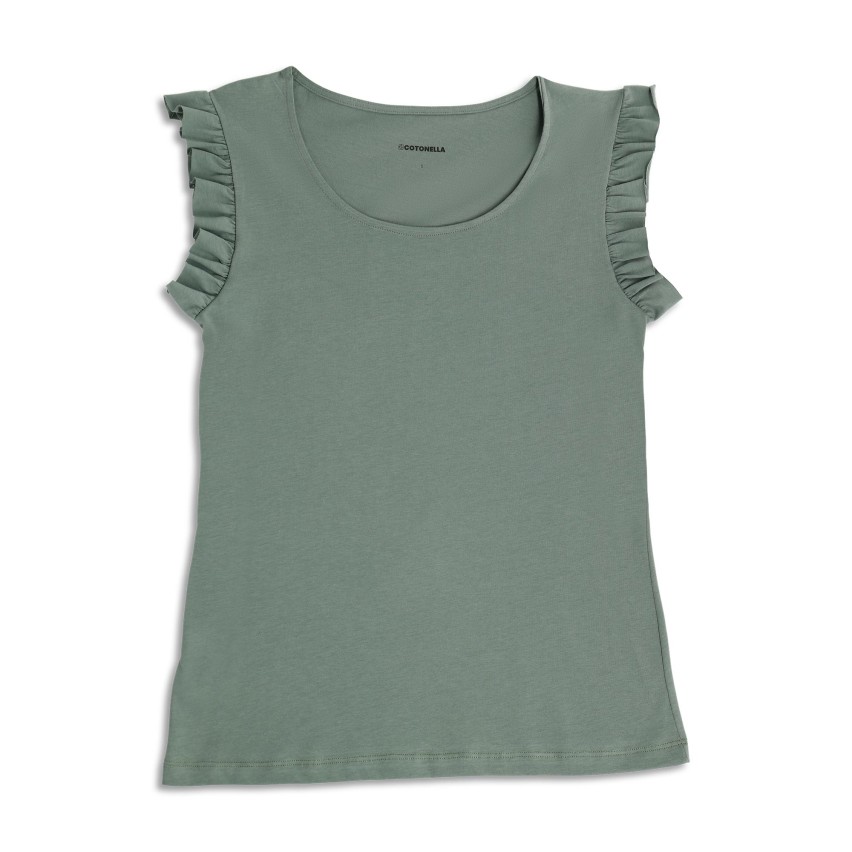 Maglia Donna 100% Cotone con riccietti sulle maniche Cotonella ADB77