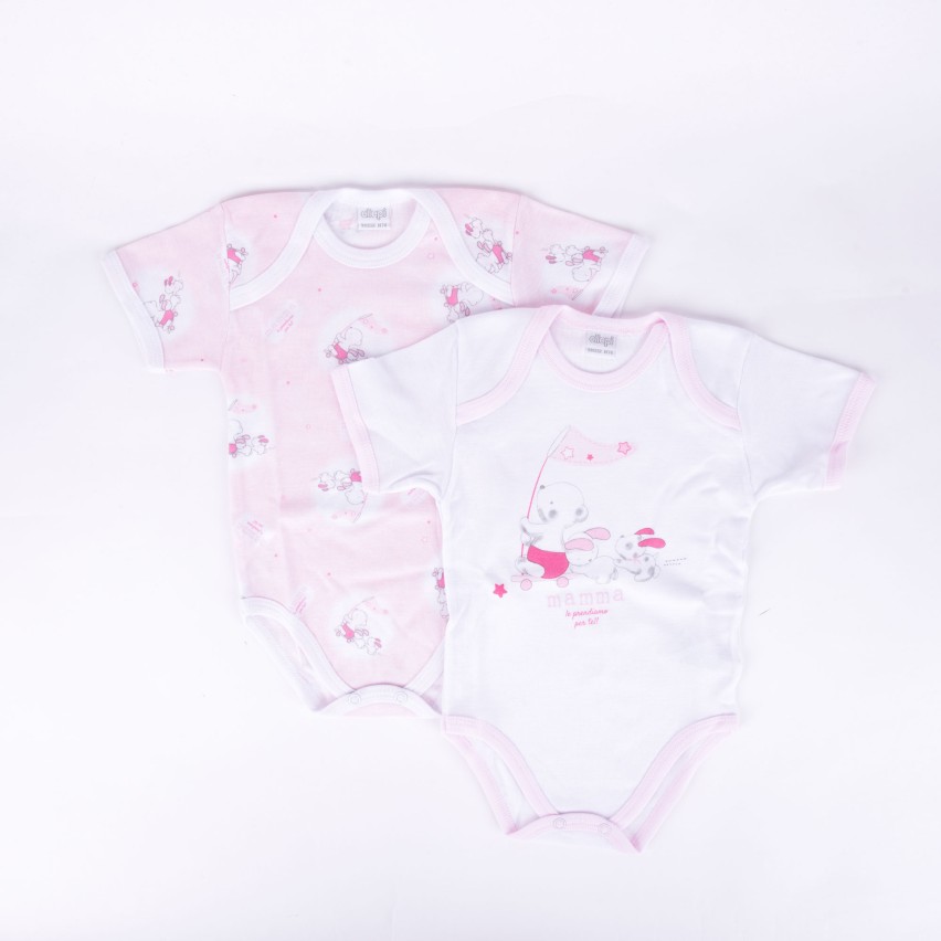 Body neonato Ellepi AF5212 fantasia manica corta cotone 2 pz