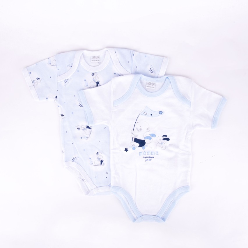 Body neonato Ellepi AF5212 fantasia manica corta cotone 2 pz