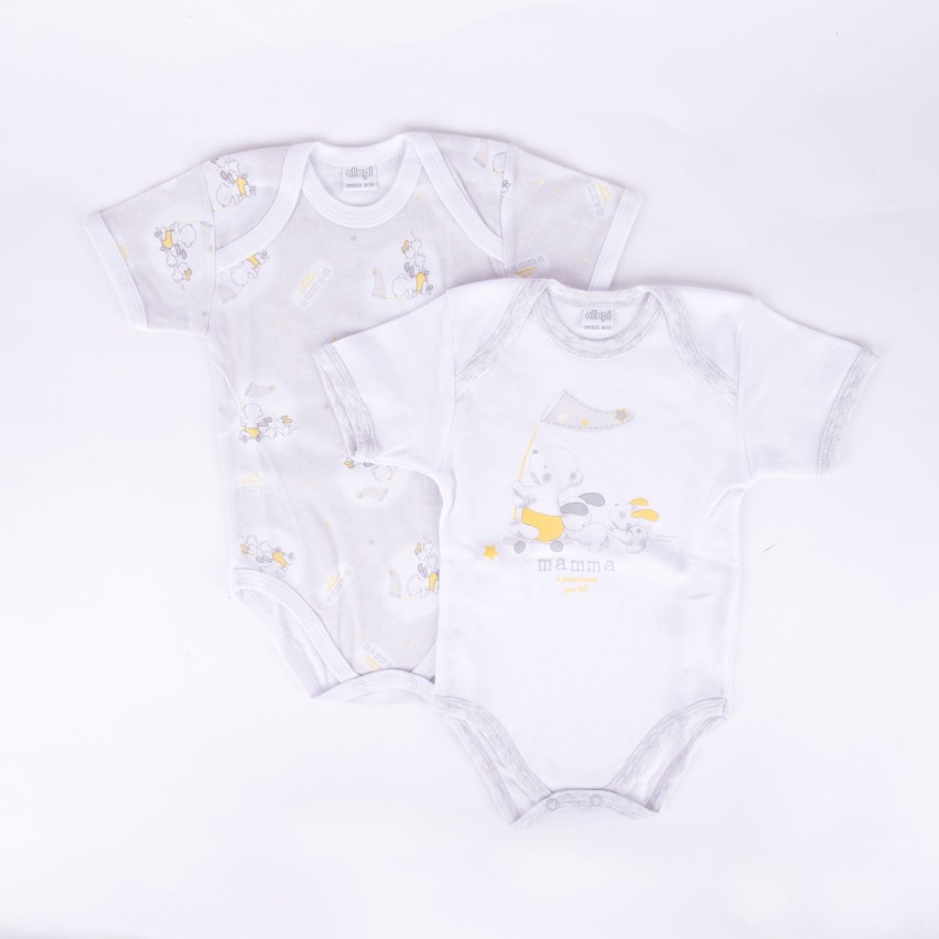 Body neonato Ellepi AF5212 fantasia manica corta cotone 2 pz