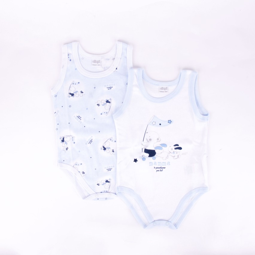 Body neonato Ellepi AF5214 fantasia spalla larga cotone 2 pz