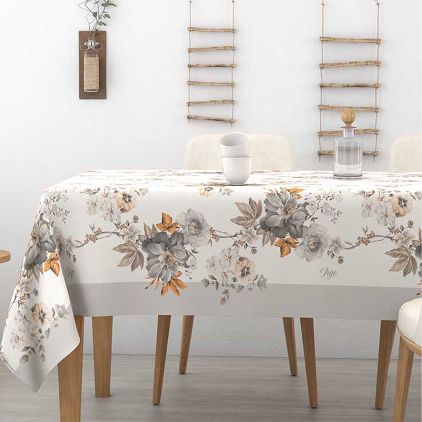 Tovaglia Cotone Holly Beige Miros Fantasia Rettangolare Made In Italy Grigio Shabby Chic Patchwork Cuori Dettaglio