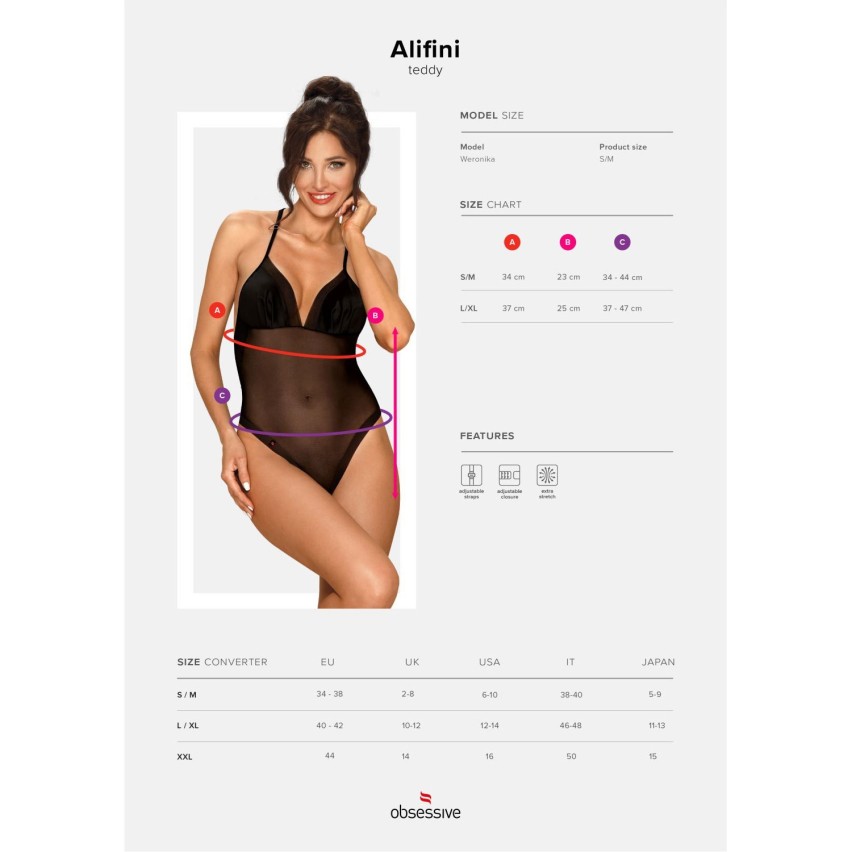 Sexy body Obsessive Alifini teddy trasparente raso con ali
