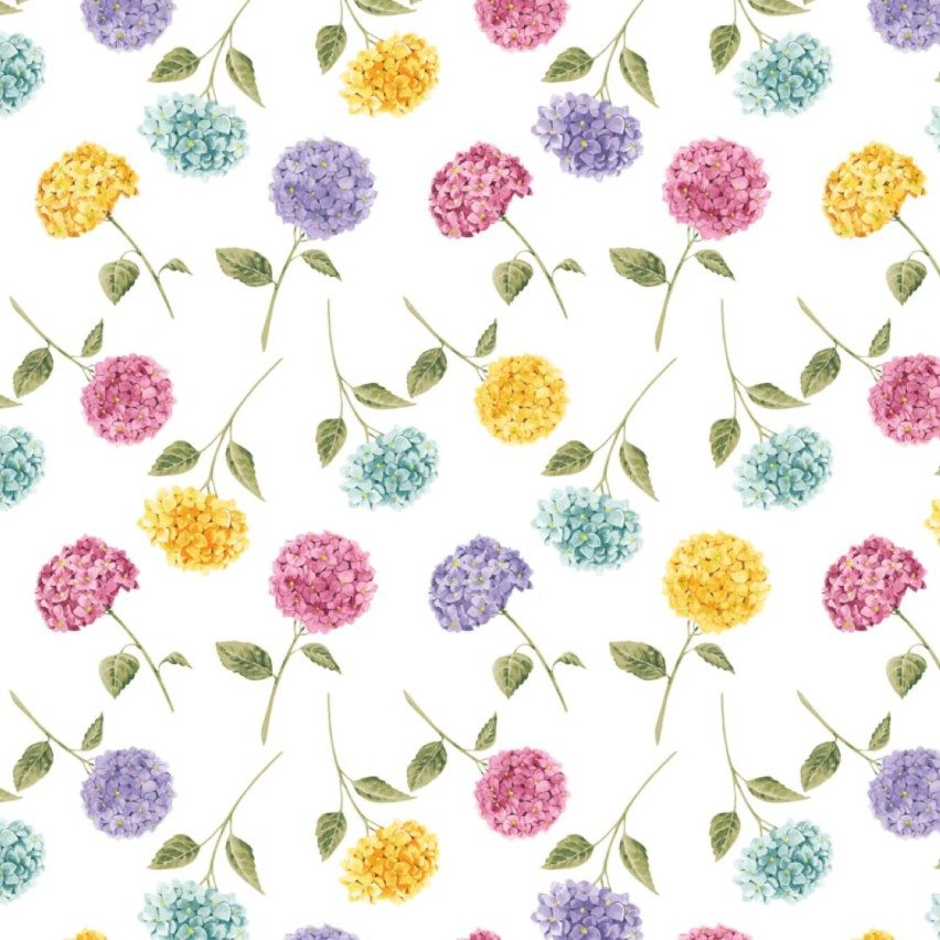 Tovaglia Antimacchia con ortensie colorate Vingi Giorgia dis. Ortensia