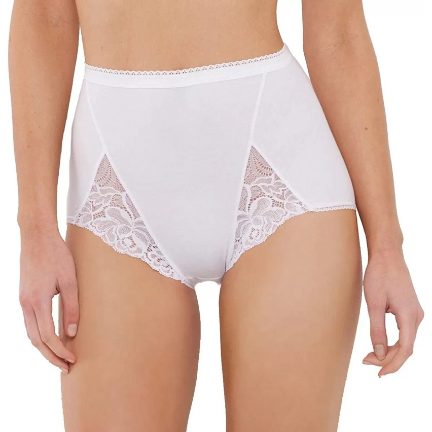 Slip donna maxi vita alta Playtex p00bu cotone e pizzo 