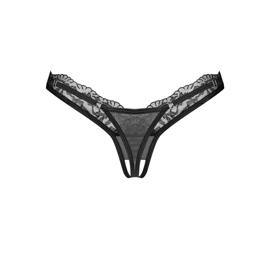 Slip perizoma sexy cavallo aperto con pizzo Obsessive Arrowel Black