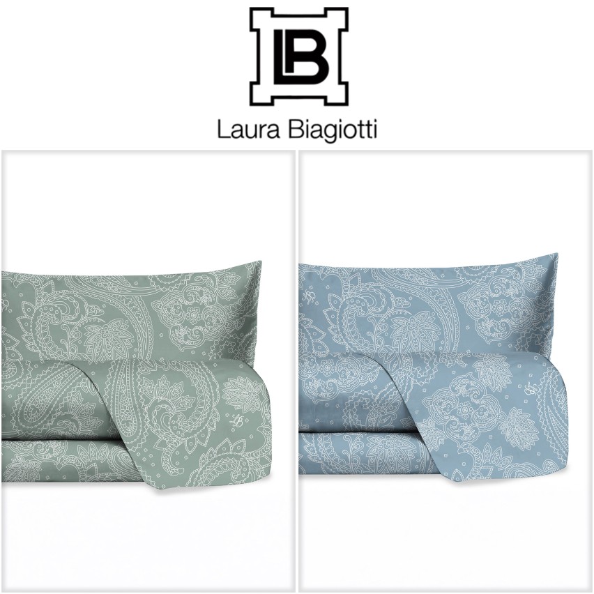Completo Letto Matrimoniale cotone fantasia paisley Cursa Laura Biagiotti