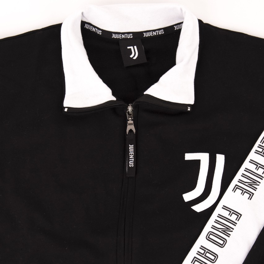 Pigiama tuta bambino Juventus zip cotone felpato B2JU15118 nero