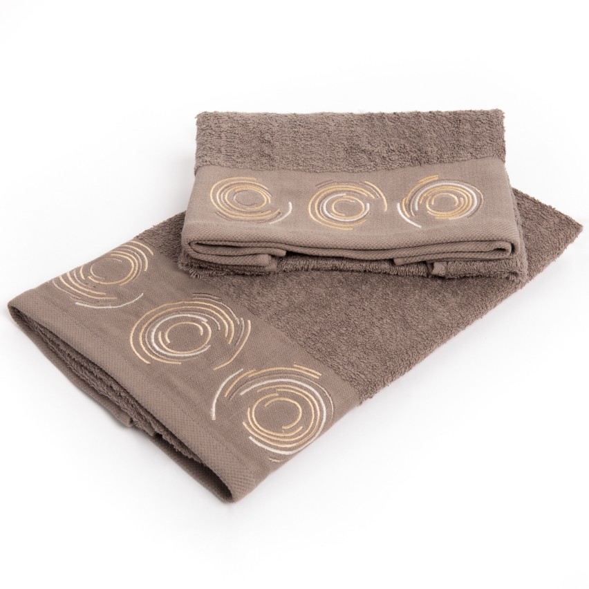 Lot De Serviettes IRGE – 1 Grand + 1 Invité, éponge Coton Doux, Gris