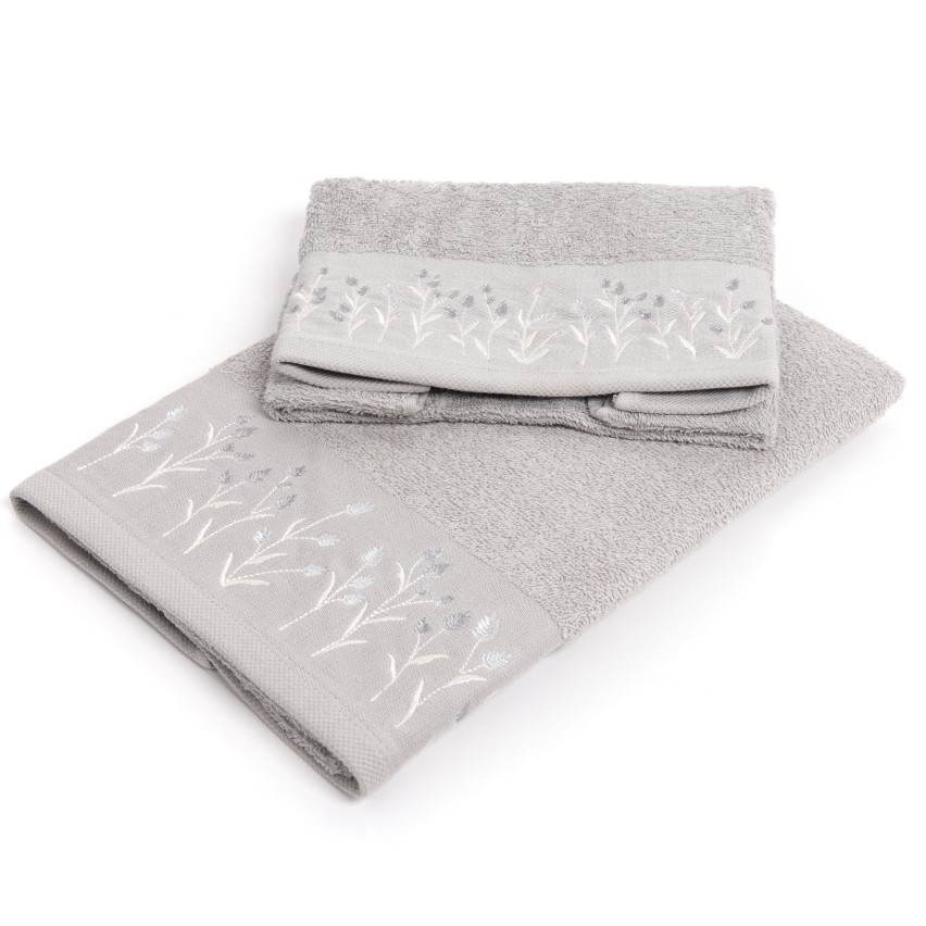 Set asciugamani viso + ospite Sommaruga BA9006 spugna dis  2 grigio perla