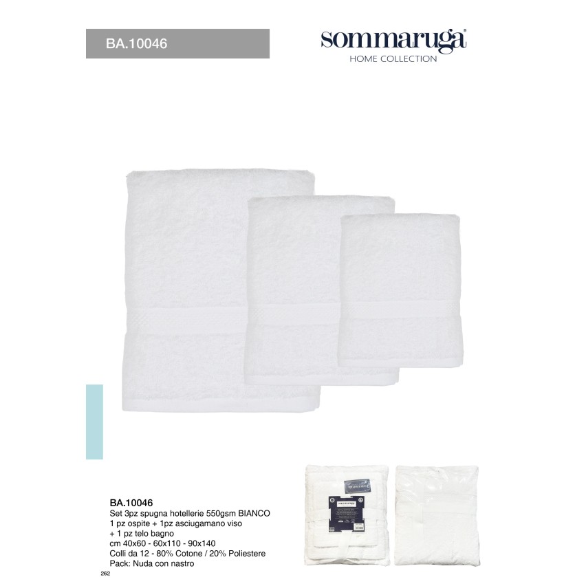 Asciugamani tinta unita cotone Sommaruga 3 pezzi
