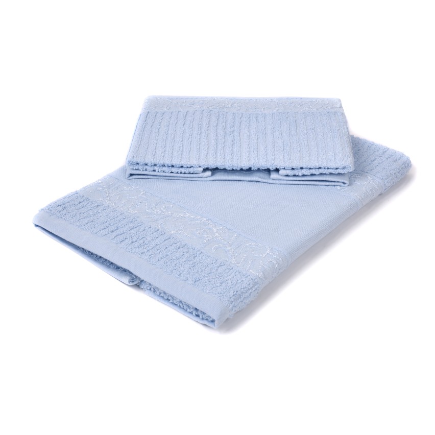 Set asciugamani viso + ospite Sommaruga BA9005 azzurro 
