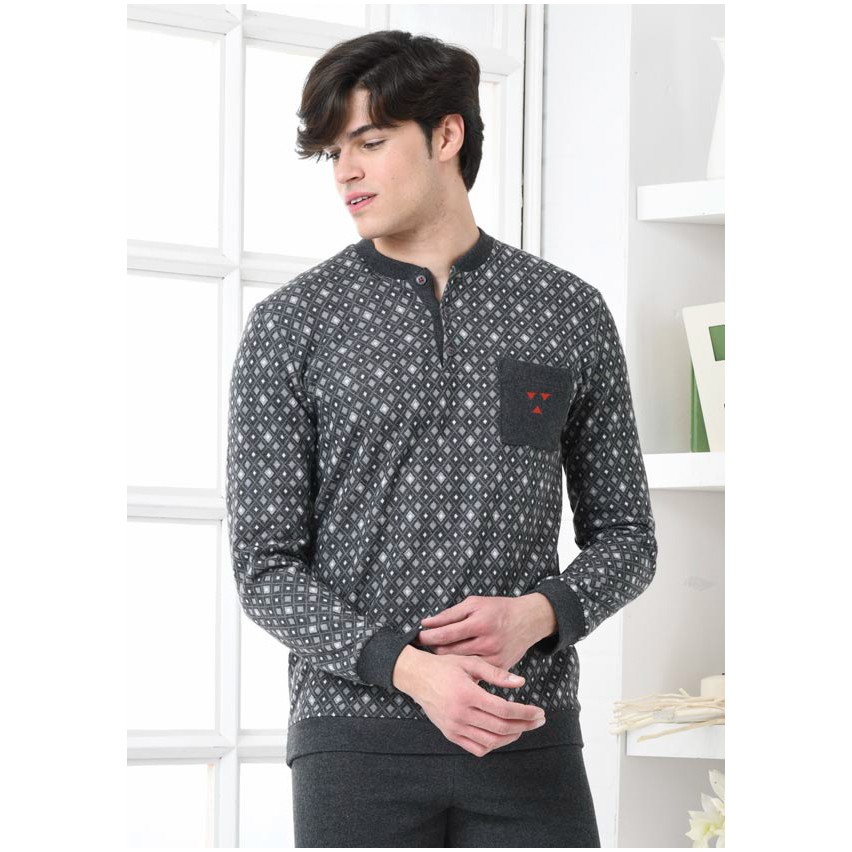 Pigiama Uomo Lungo Invernale In Punto Milano Felpato 240gsm – Taglie Grandi 3XL, Verde, Morbido E Comodo