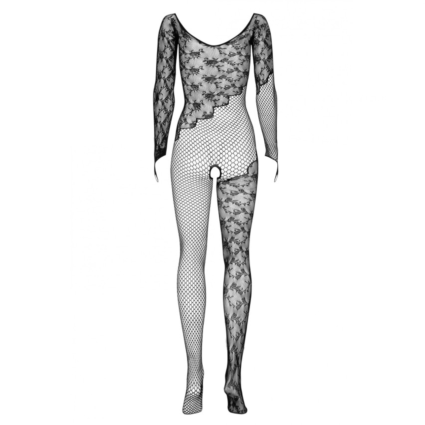 Bodystocking sexy tuta aperta al cavallo rete pizzo Obsessive F210