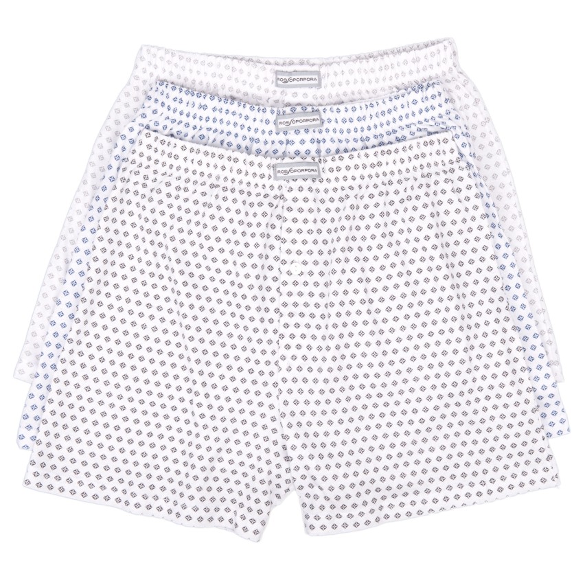 Boxer uomo in 100% cotone Rossoporpora 205 fantasia rombi 3 pezzi 
