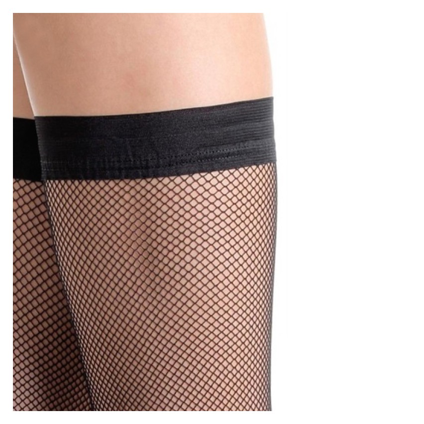 Autoreggenti Sisi Queen a rete con balza liscia in silicone