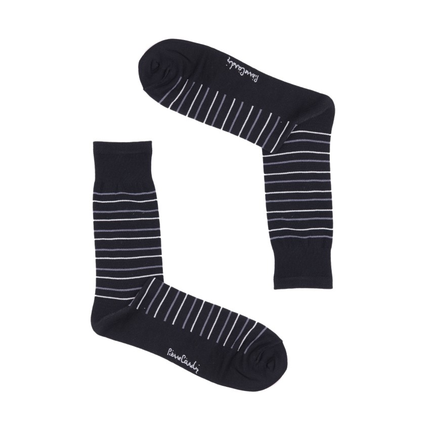 Calze da uomo corte moda rigate Pierre Cardin 3094 in cotone filo di scozia nero 