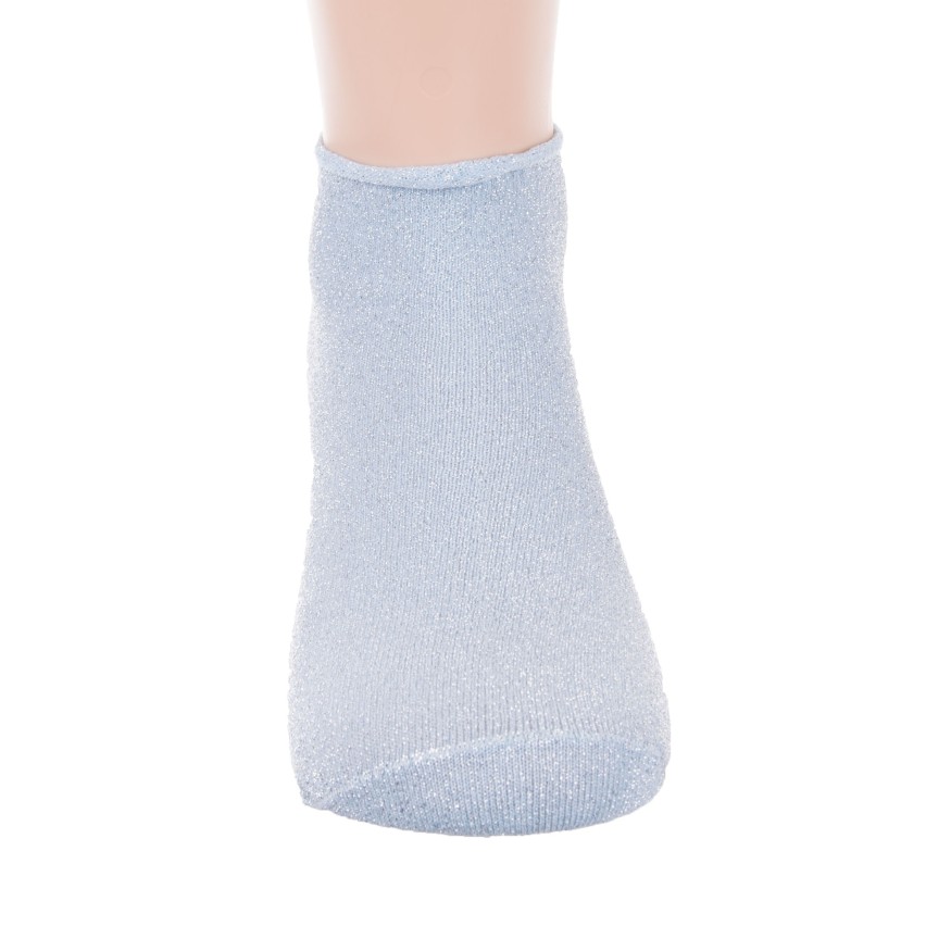 Calze corte da donna senza elastico Uragano laminate celeste cotone elastico 