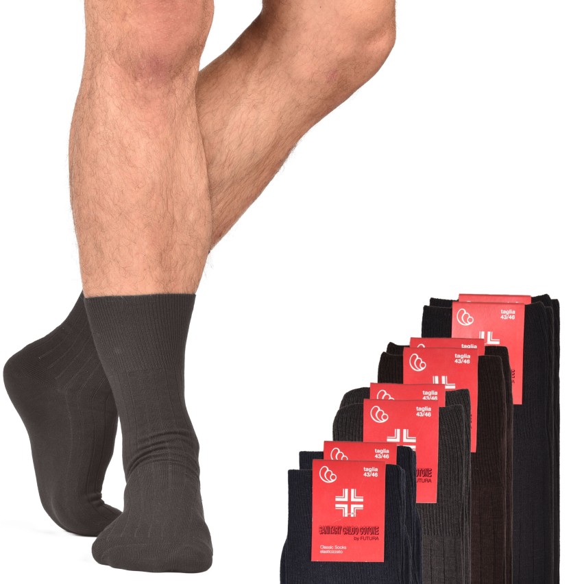 Calze uomo sanitarie corte a coste caldo cotone Futura 8 paia