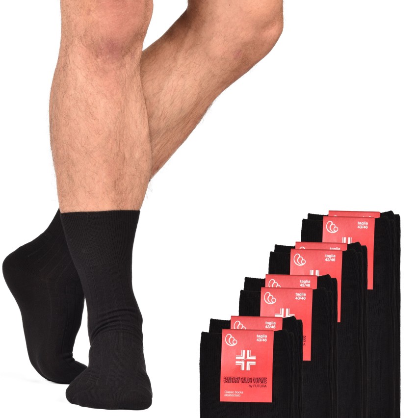 Calze uomo sanitarie corte a coste caldo cotone Futura 8 paia