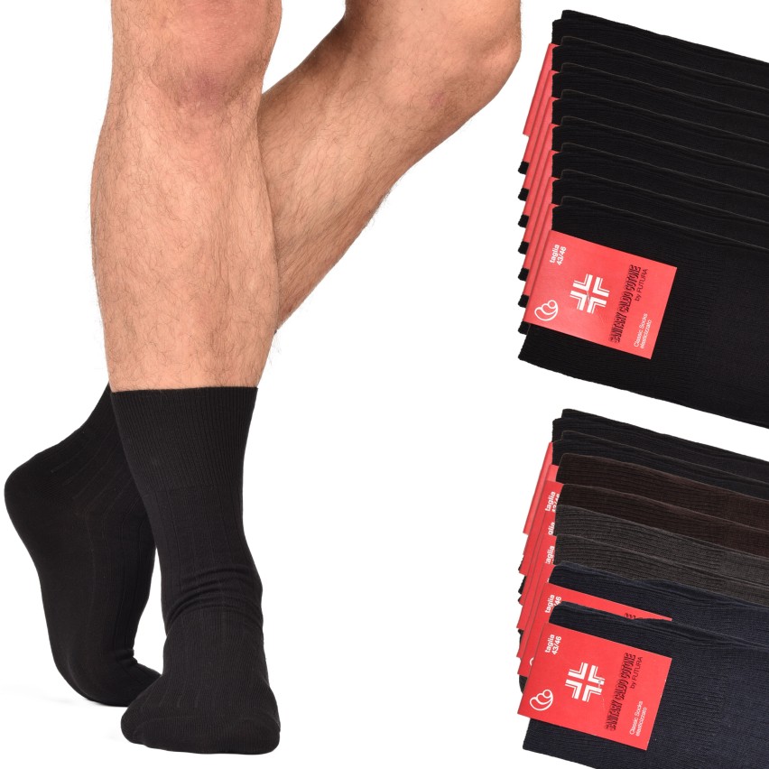 Calze uomo sanitarie corte a coste caldo cotone Futura 8 paia