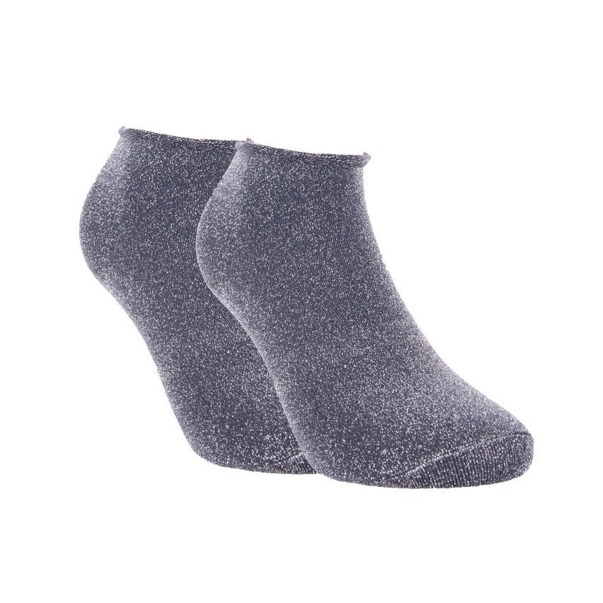 Calze corte da donna senza elastico Uragano laminate argento 