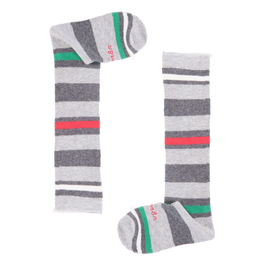 Calze da bambino lunghe Malerba fantasia rigata in caldo cotone grigio 