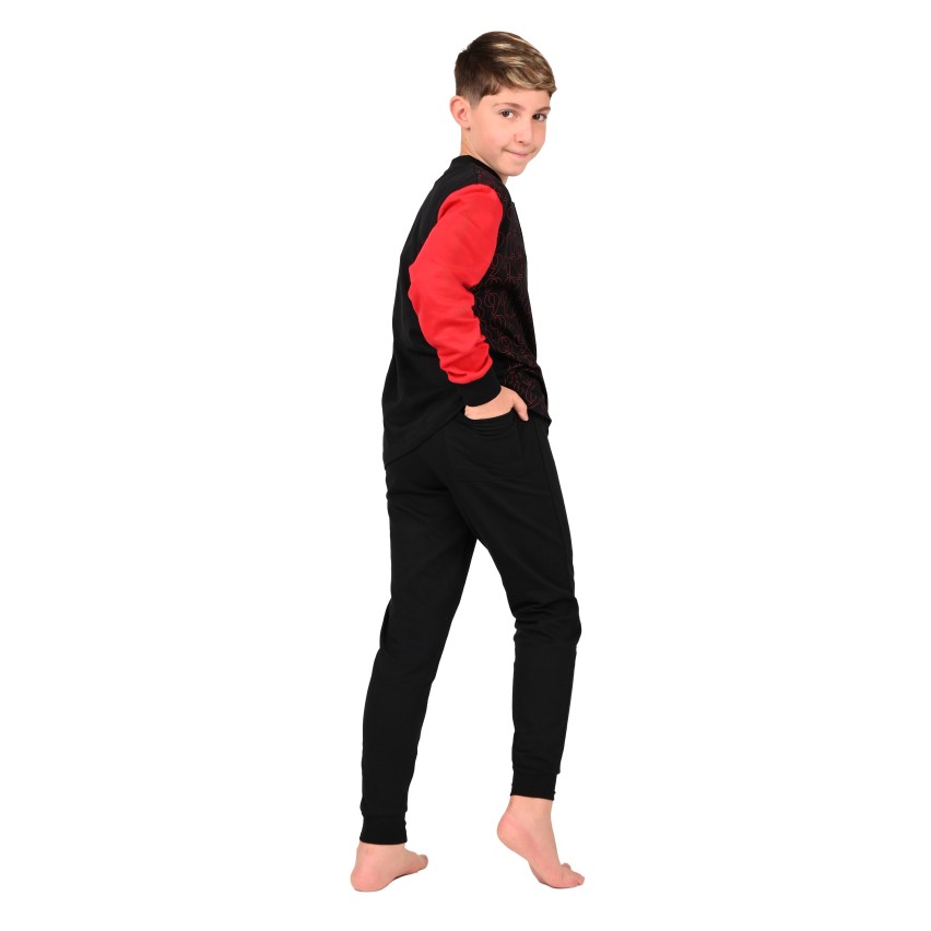 Pigiama uomo Milan in cotone leggero rosso nero PIGM 2010