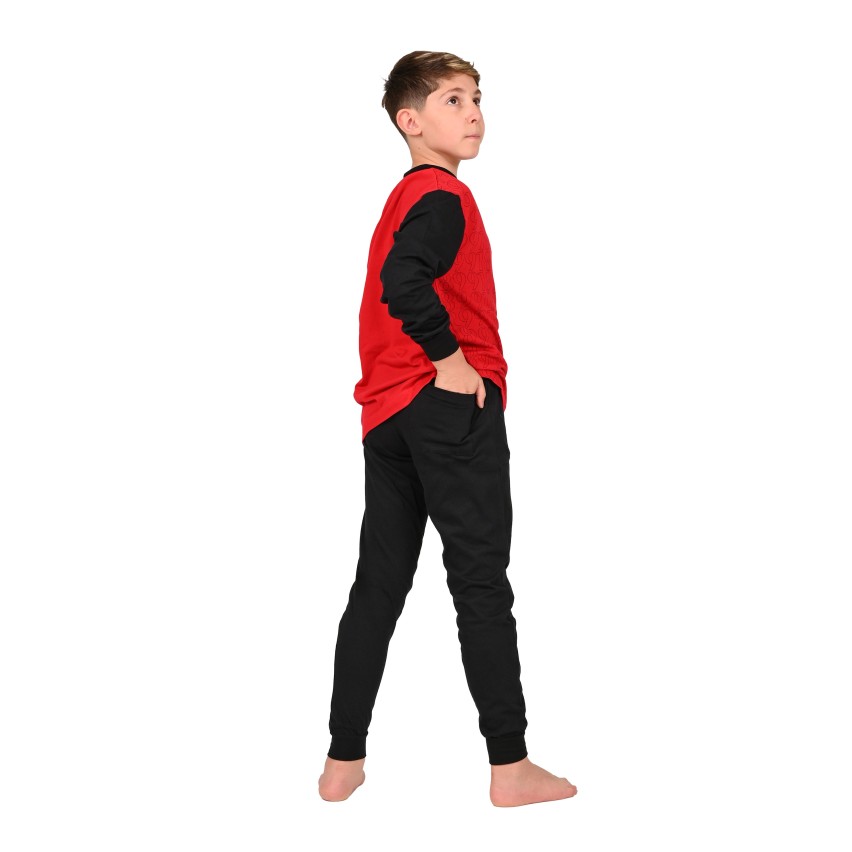 Pigiama uomo Milan in cotone leggero rosso nero PIGM 2010