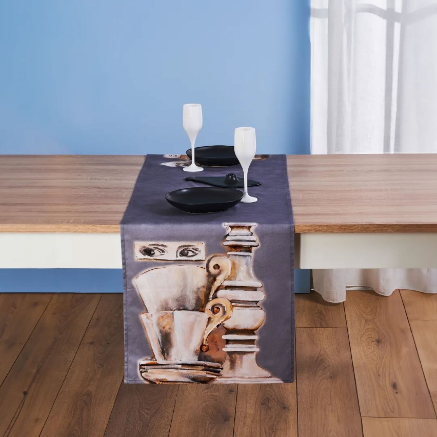 Runner tavolo in cotone dis. 18 Vingi 45x140