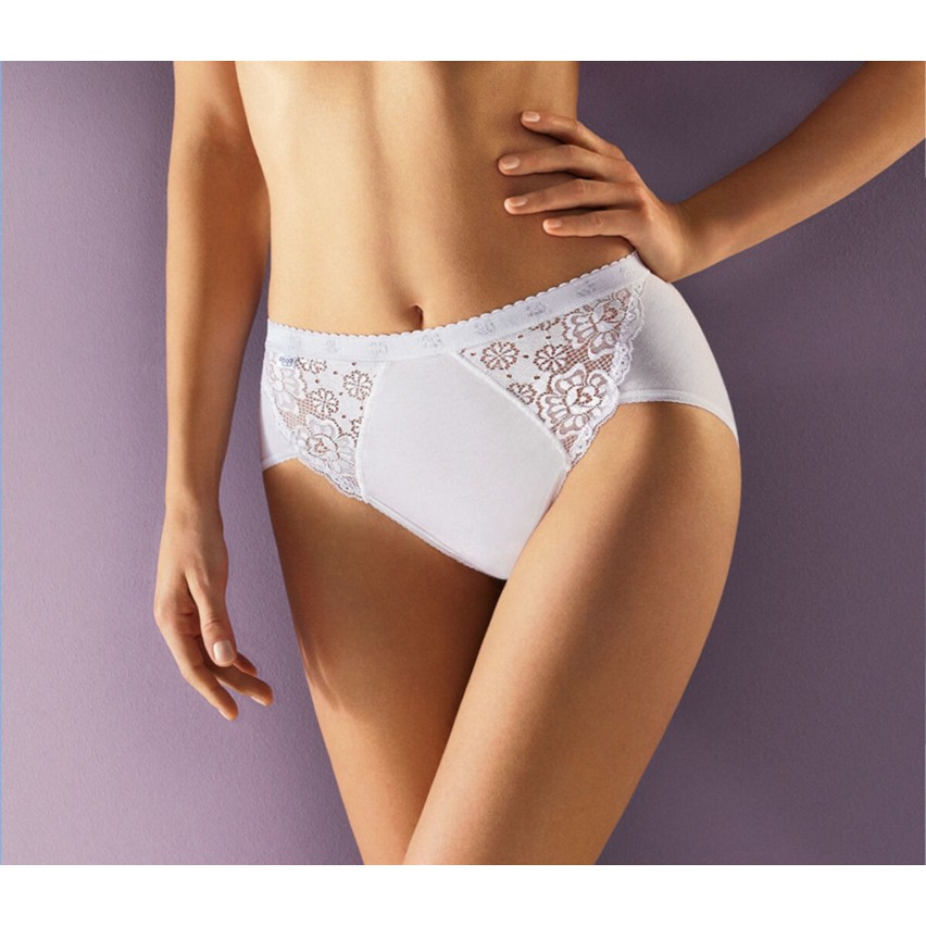 Slip donna sloggi chic midi cotone e pizzo 4 pezzi