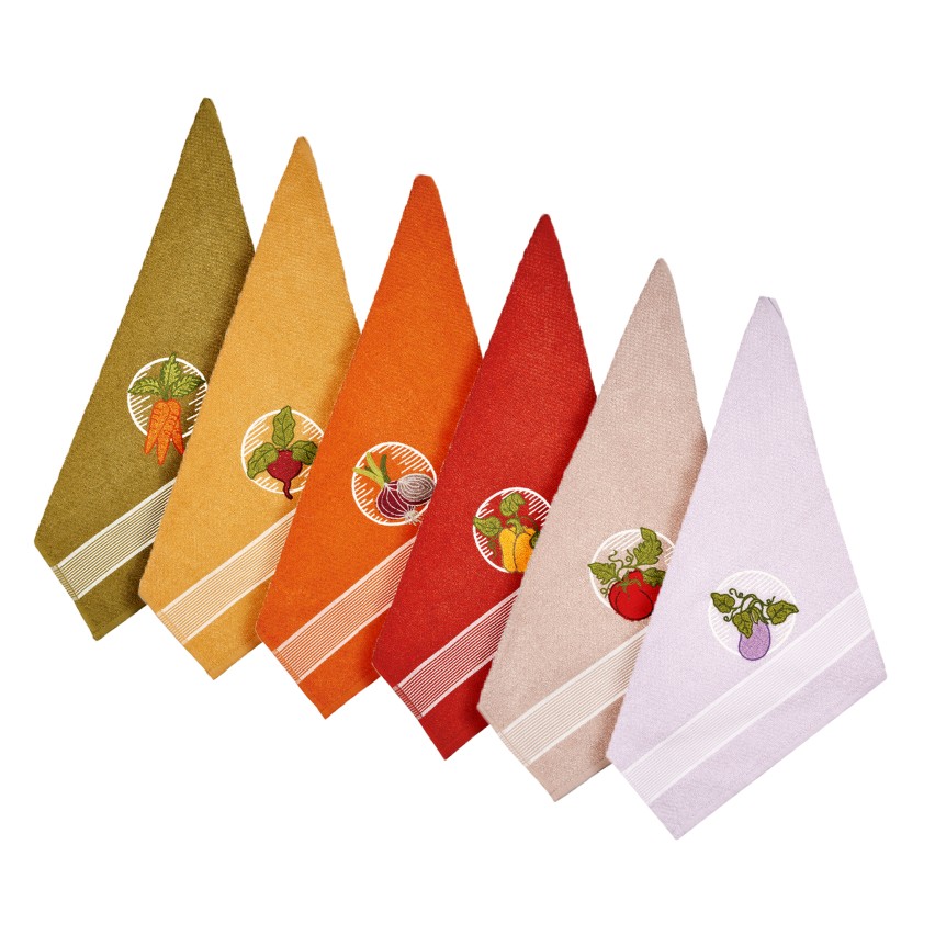 DII Set di 6 strofinacci da cucina in spugna, 100% cotone, lavabili in lavatrice, ultra assorbenti, 30,5 x 30,5 cm, motivo a pannelli, colore: spezie
