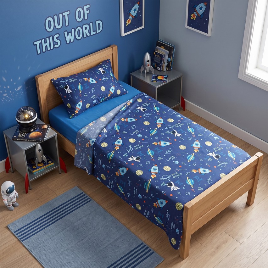 Completo letto tema spazio 100% cotone Hermet jolly space