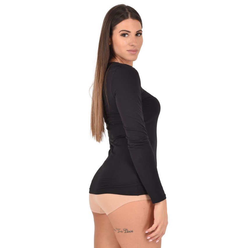 Maglia donna Cotonella 3503 manica lunga in caldo cotone elasticizzato